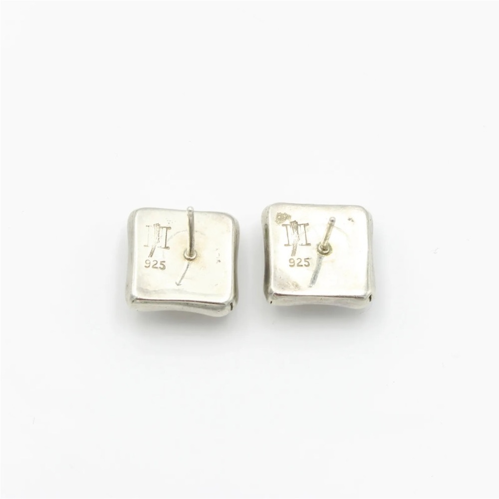 John Hardy sterling silver basket weave stud earrings - Picture 3 of 6